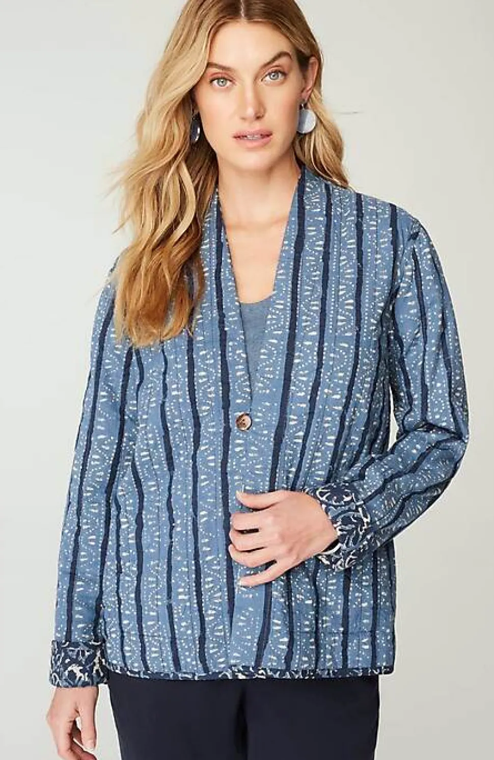 Pure Jill Block-Printed Reversible Jacket | Jjill