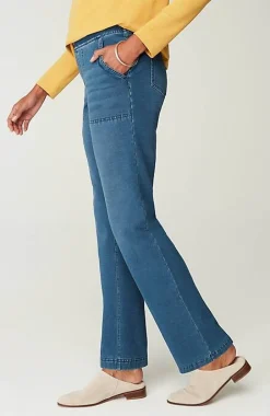 Pure Jill Brushed-Back Indigo Pants | Jjill