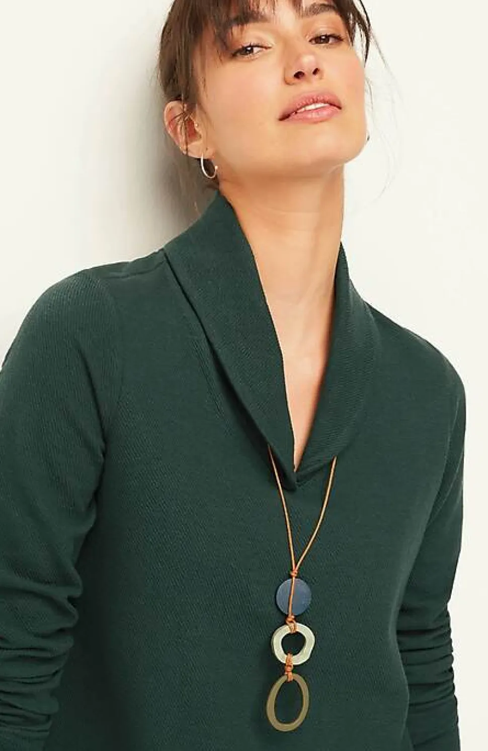 Pure Jill Diagonal-Knit Folded-Collar Top | Jjill