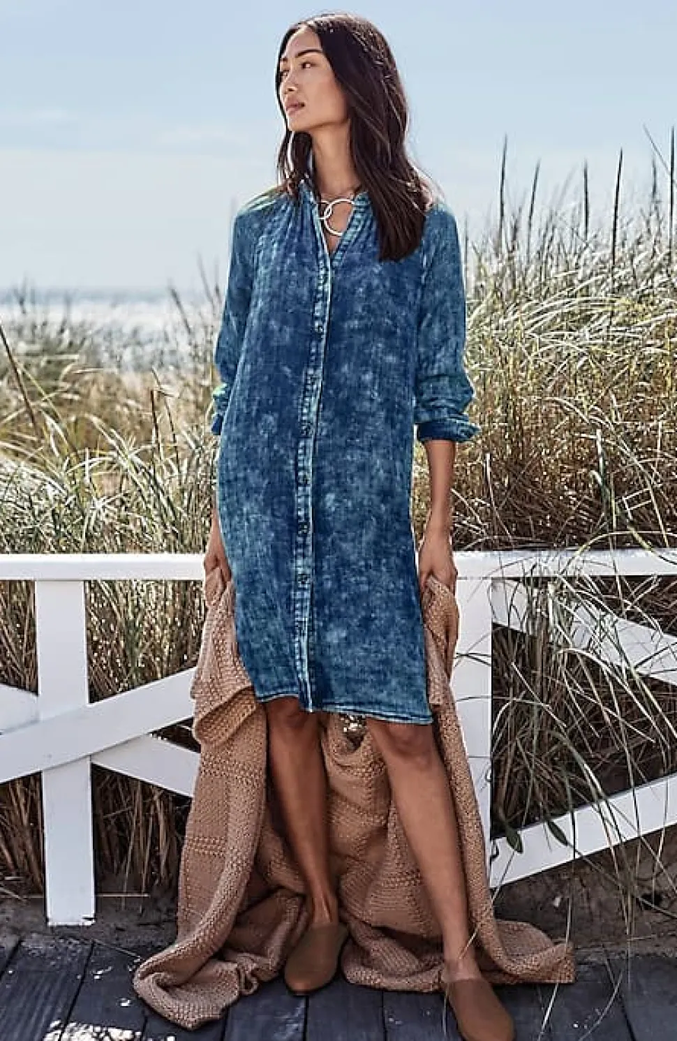 Pure Jill Double-Cloth Indigo Shirtdress | Jjill