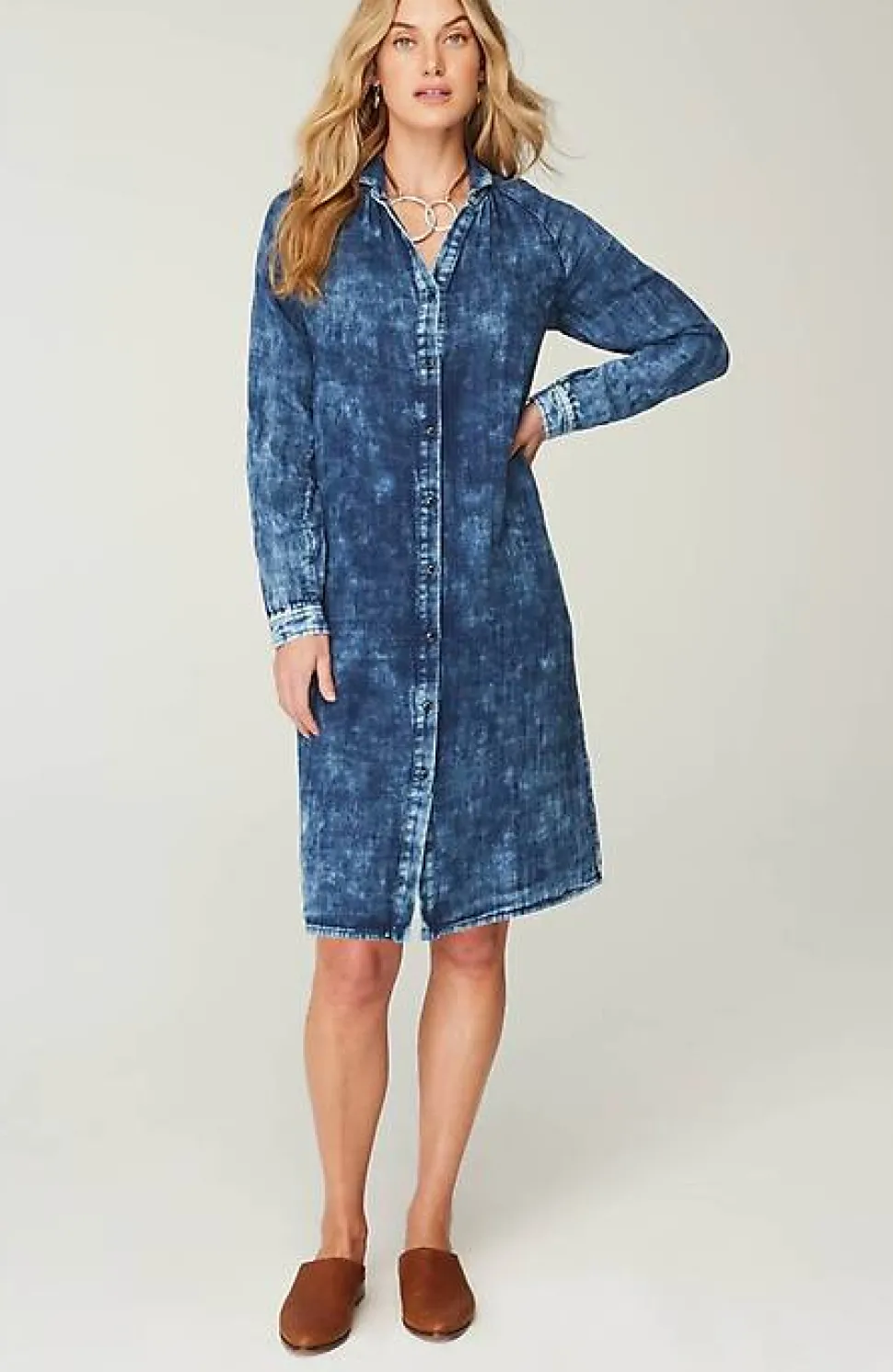 Pure Jill Double-Cloth Indigo Shirtdress | Jjill