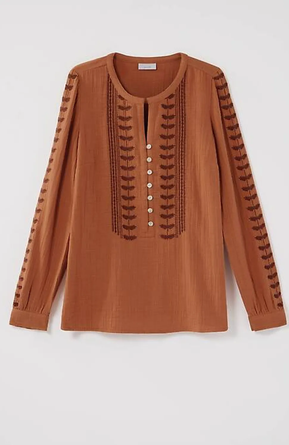 Pure Jill Embroidered Buttoned-Cuff Top | Jjill