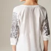 Pure Jill Embroidered-Sleeve Crinkled Top | Jjill