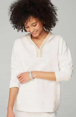 Pure Jill French Terry Embroidered-Hood Pullover | Jjill