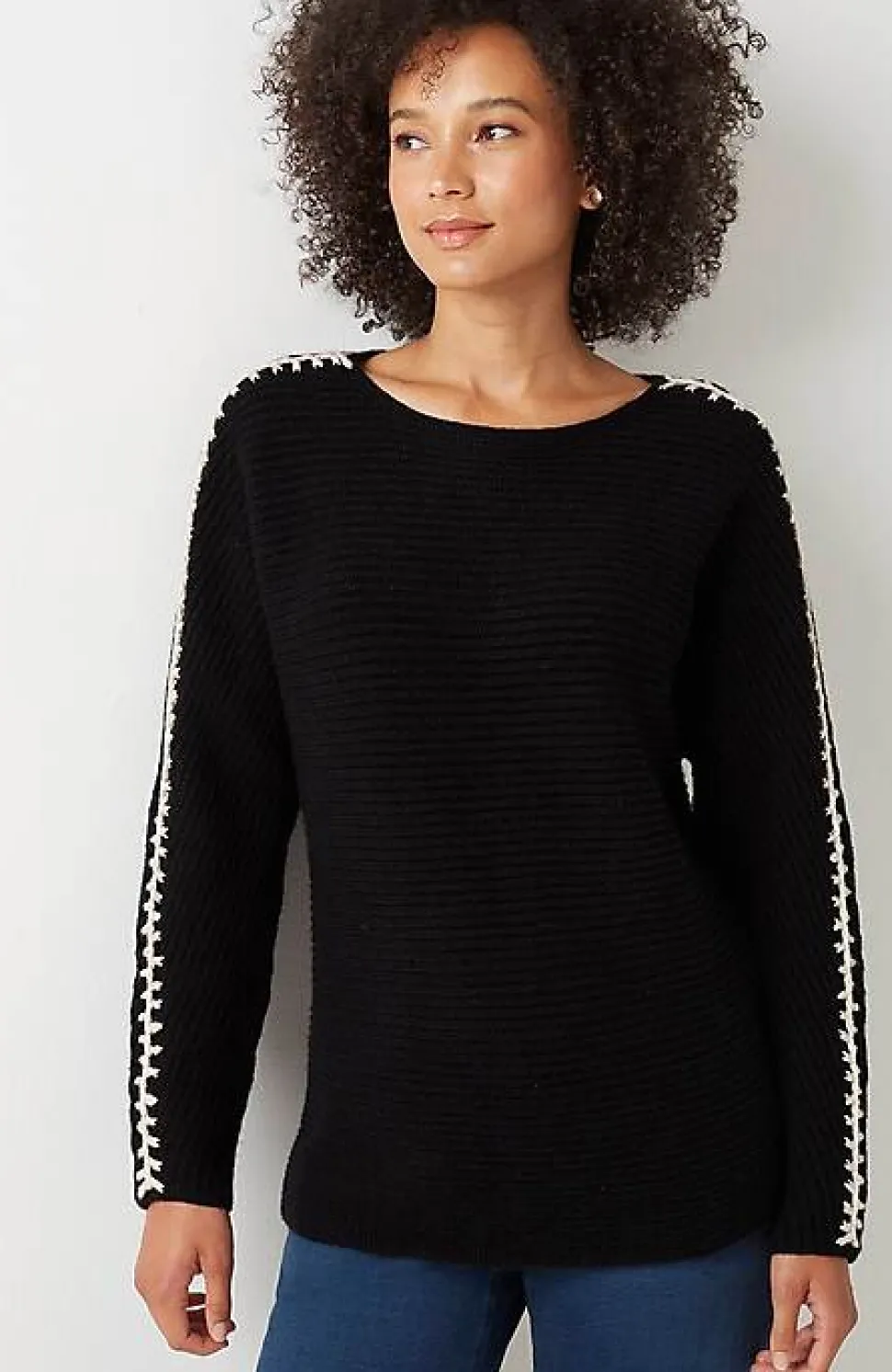 Pure Jill Hand-Stitched Details Boat-Neck Sweater | Jjill