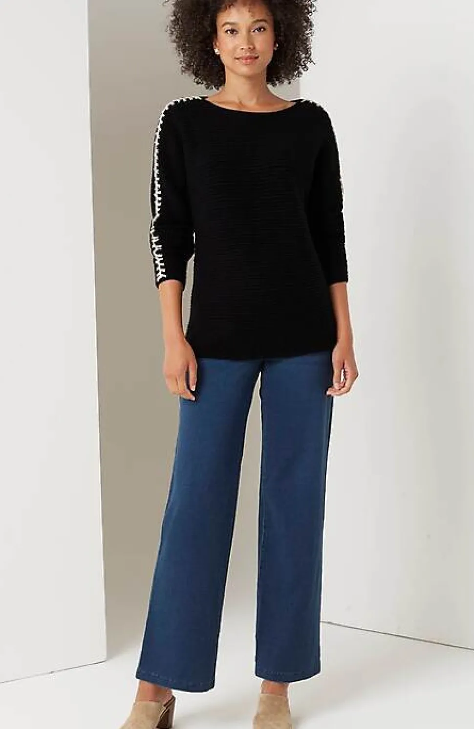 Pure Jill Hand-Stitched Details Boat-Neck Sweater | Jjill
