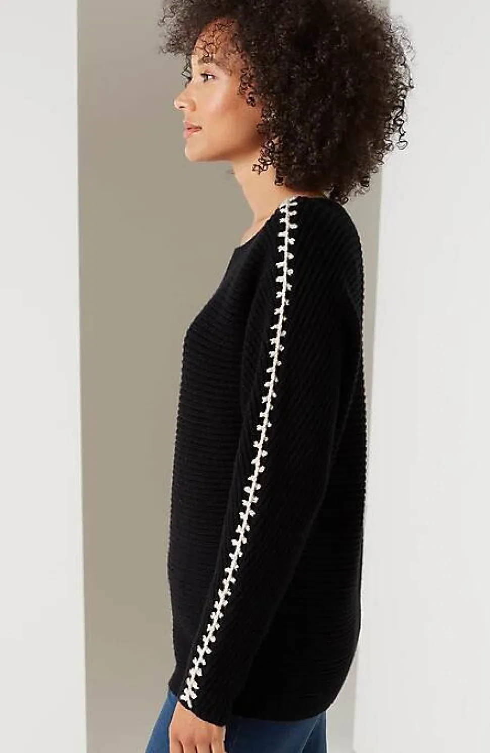 Pure Jill Hand-Stitched Details Boat-Neck Sweater | Jjill