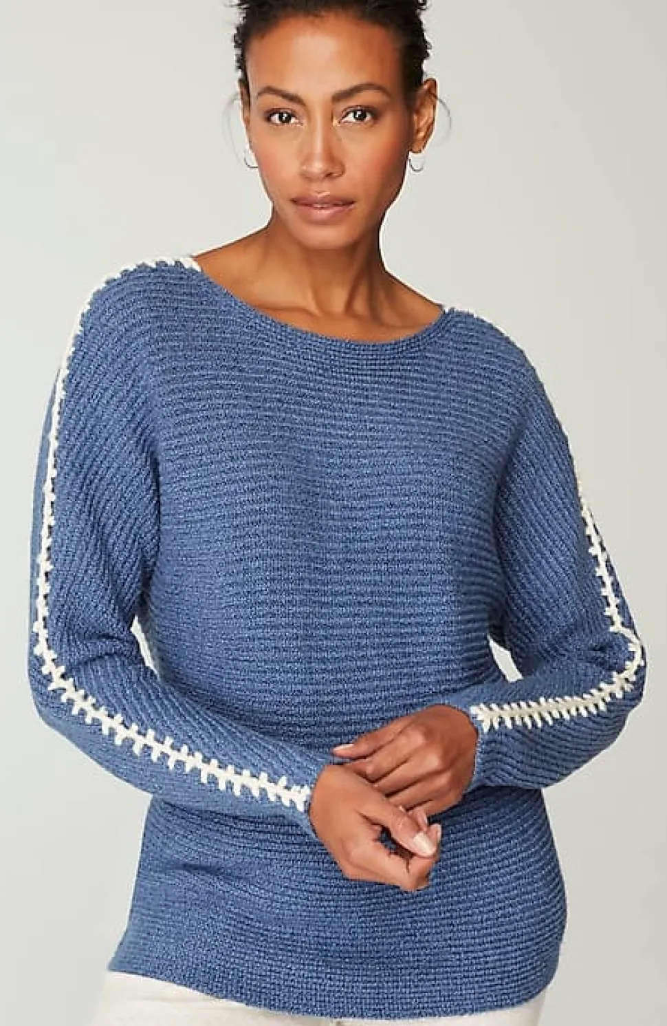 Pure Jill Hand-Stitched Details Boat-Neck Sweater | Jjill