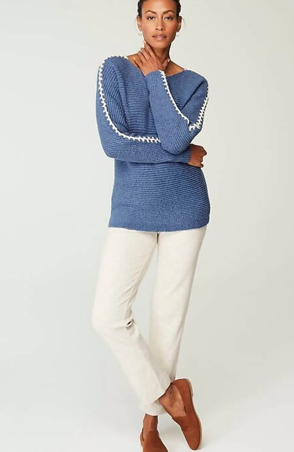 Pure Jill Hand-Stitched Details Boat-Neck Sweater | Jjill
