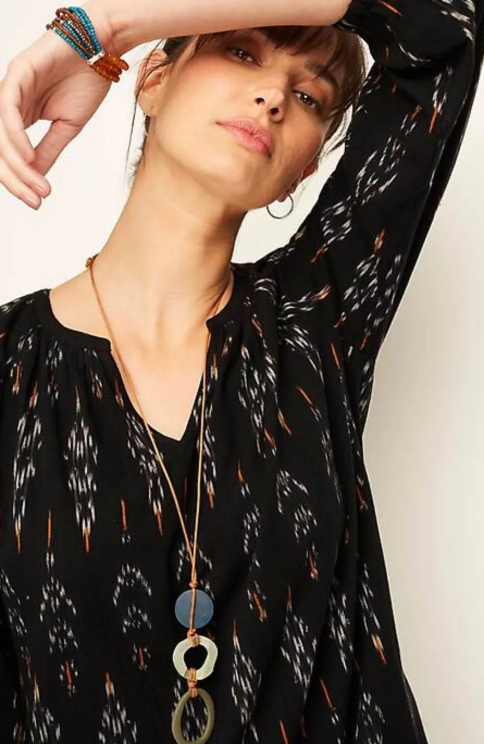 Pure Jill Ikat Ruched Top | Jjill