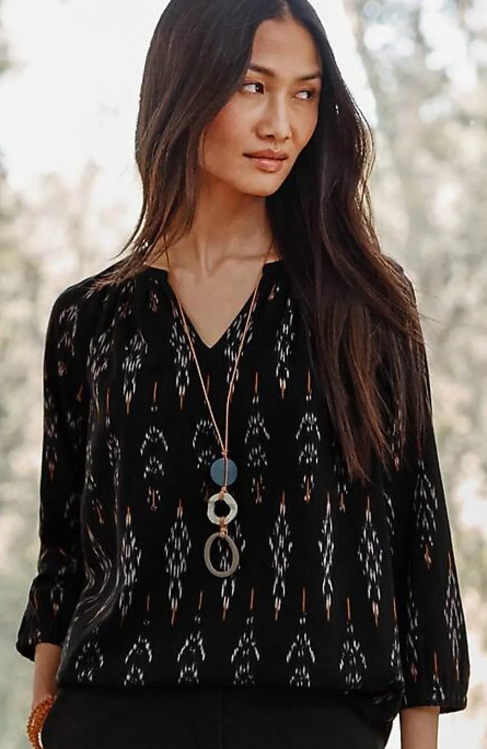 Pure Jill Ikat Ruched Top | Jjill