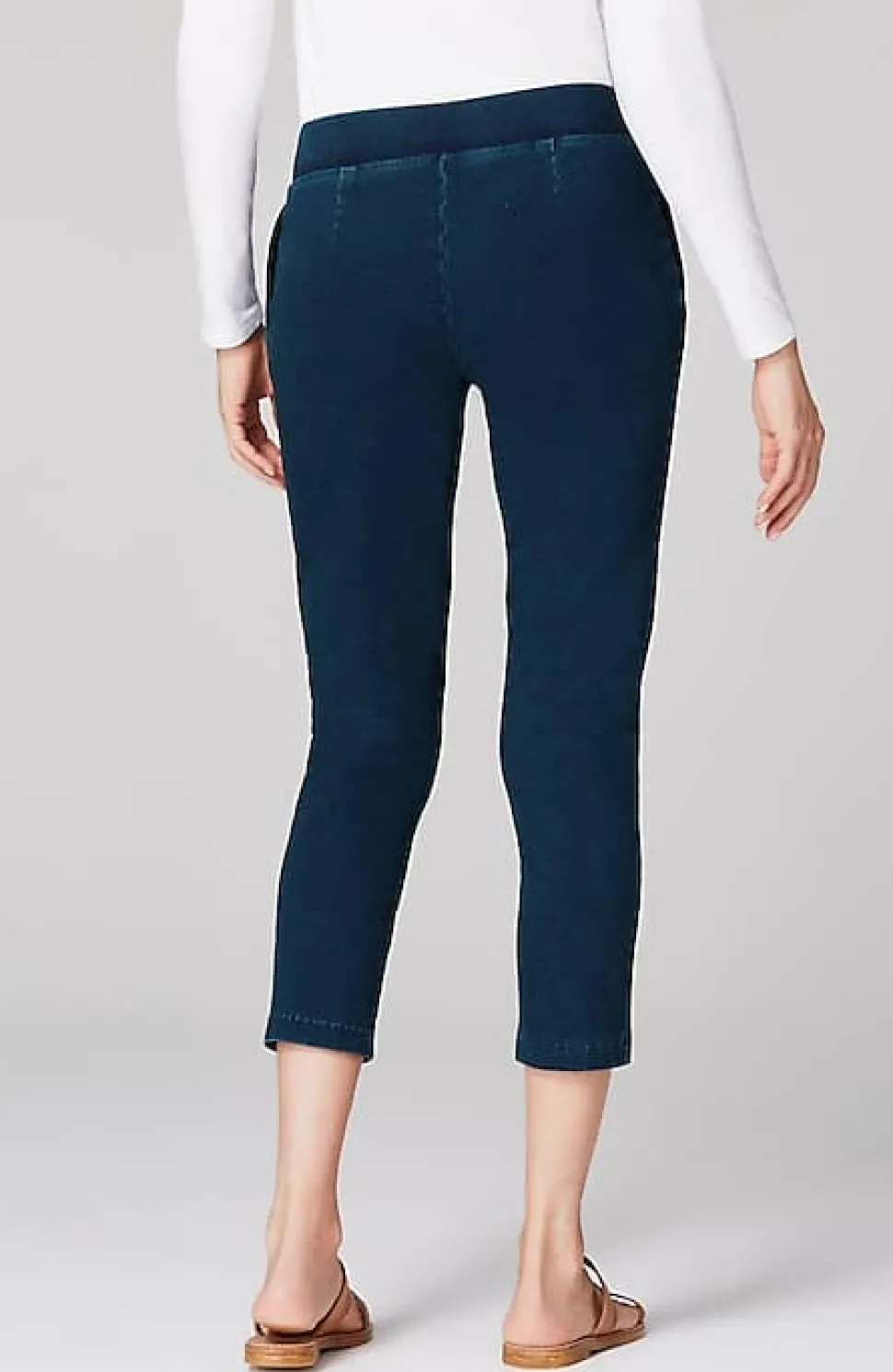 Pure Jill Indigo Knit Cropped Slim-Leg Jeans | Jjill