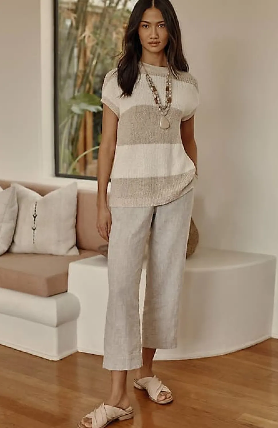 Pure Jill Linen Trapunto-Stitched Pants | Jjill