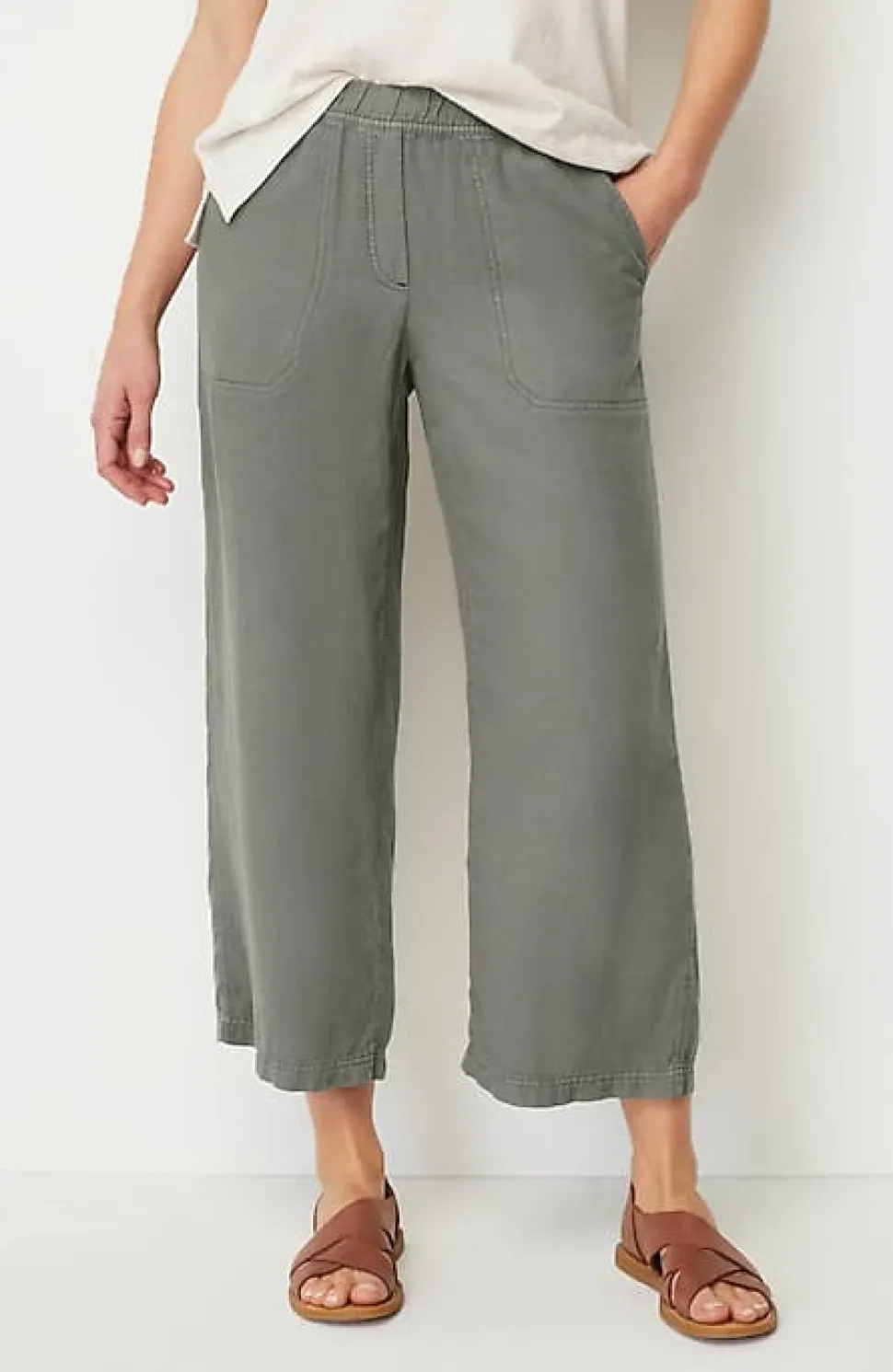 Pure Jill Linen-Blend Wide-Leg Crops | Jjill