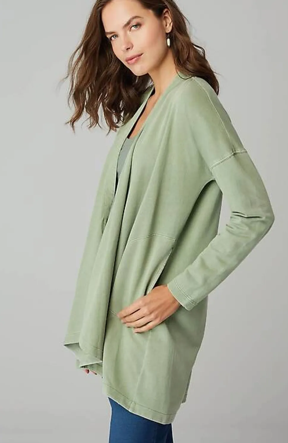 Pure Jill Mineral-Dyed Draped-Front Jacket | Jjill