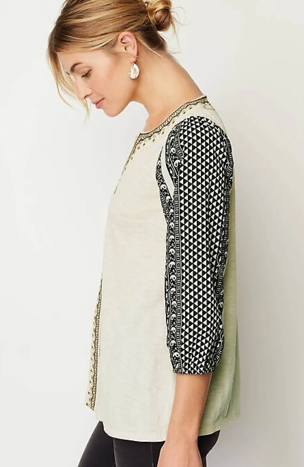 Pure Jill Mixed-Media Embroidered Top | Jjill