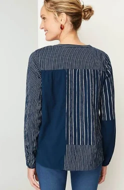 Pure Jill Mixed-Stripes Crinkle Top | Jjill