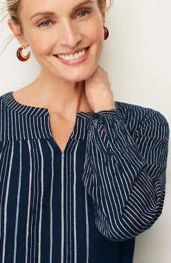 Pure Jill Mixed-Stripes Crinkle Top | Jjill