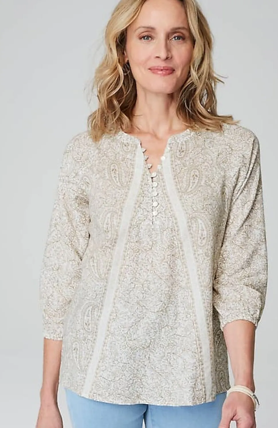 Pure Jill Organically Grown Cotton Buttoned Top | Jjill