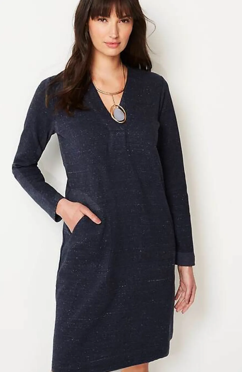 Pure Jill Patch-Pocket V-Neck Dress | Jjill