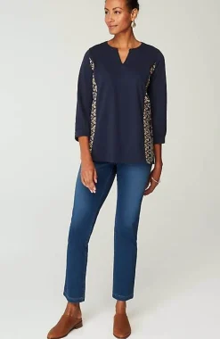 Pure Jill Placed-Embroidery Jersey Top | Jjill