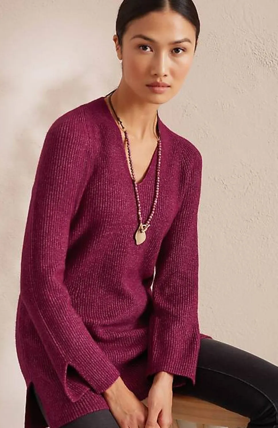 Pure Jill Rib-Textured V-Neck Sweater Tunic | Jjill