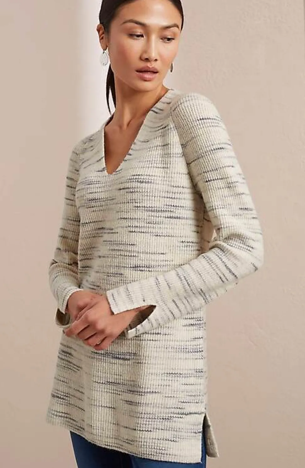 Pure Jill Rib-Textured V-Neck Sweater Tunic | Jjill