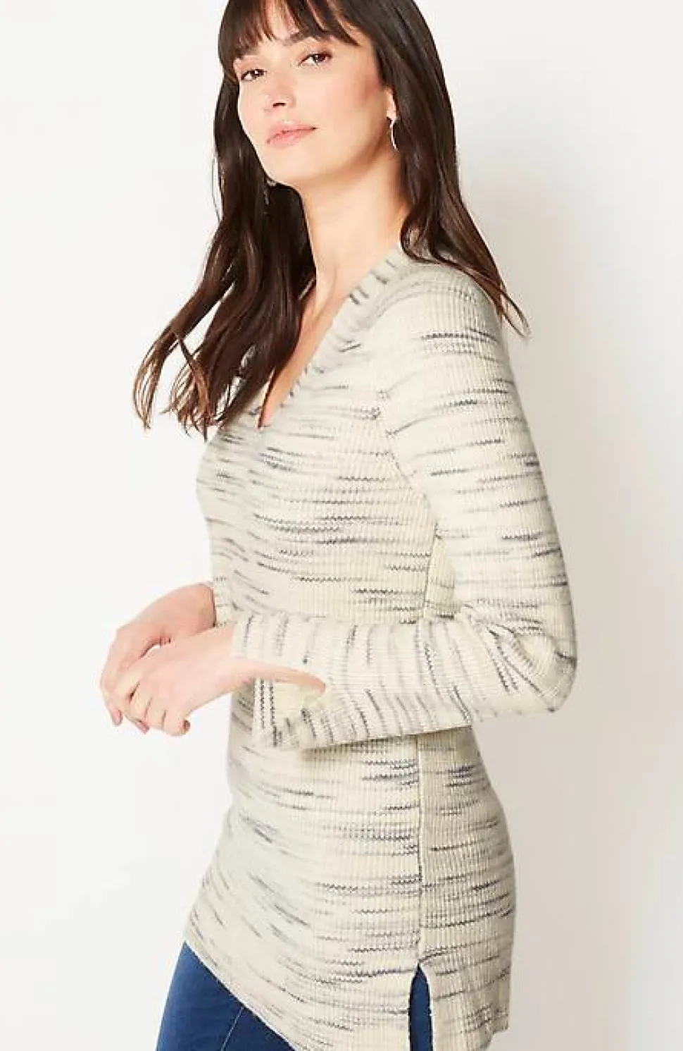 Pure Jill Rib-Textured V-Neck Sweater Tunic | Jjill