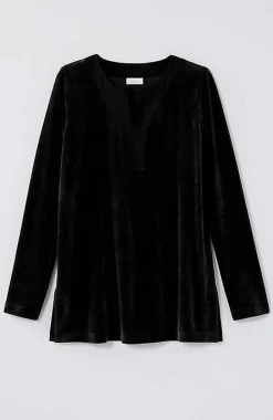 Pure Jill Satin-Neckline Velour Tunic | Jjill