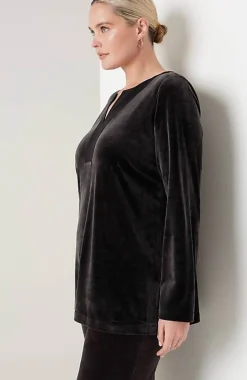 Pure Jill Satin-Neckline Velour Tunic | Jjill