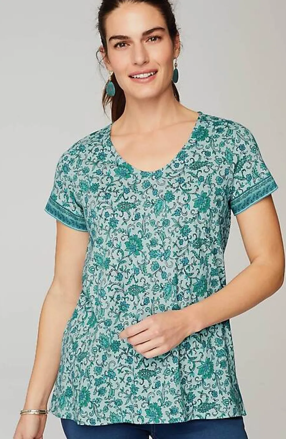 Pure Jill Side-Slit Elliptical Tee | Jjill