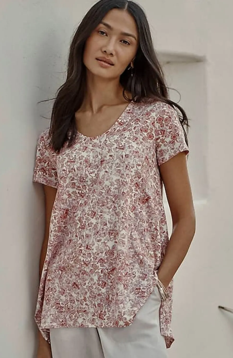 Pure Jill Side-Slit Elliptical Tee | Jjill