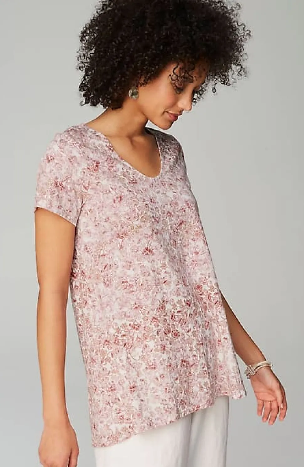 Pure Jill Side-Slit Elliptical Tee | Jjill