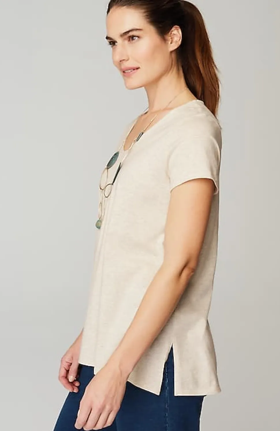 Pure Jill Side-Slit Elliptical Tee | Jjill