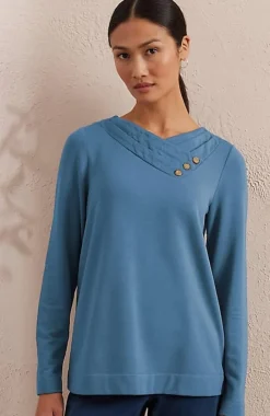 Pure Jill Soft Asymmetrical Buttoned-Collar Top | Jjill