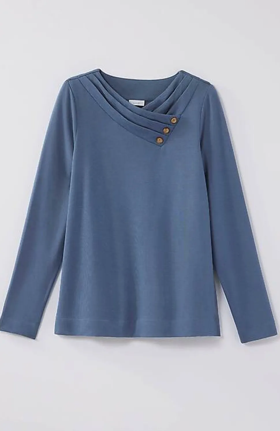 Pure Jill Soft Asymmetrical Buttoned-Collar Top | Jjill