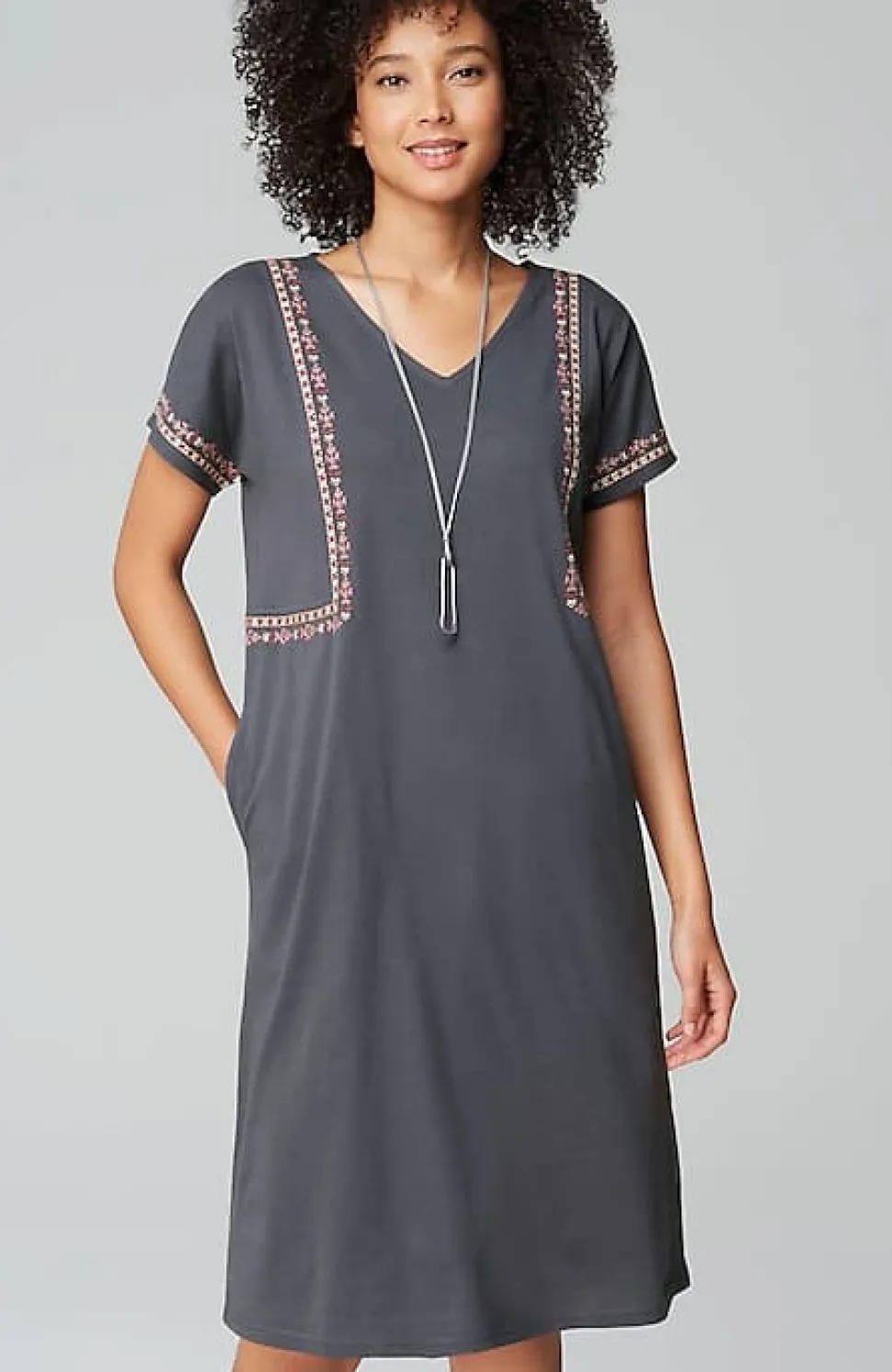 Pure Jill Soft-V-Neck T-Shirt Dress | Jjill
