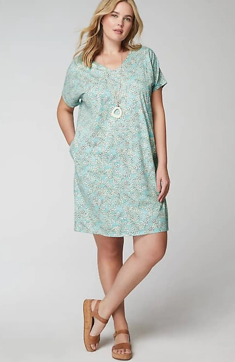 Pure Jill Soft-V-Neck T-Shirt Dress | Jjill
