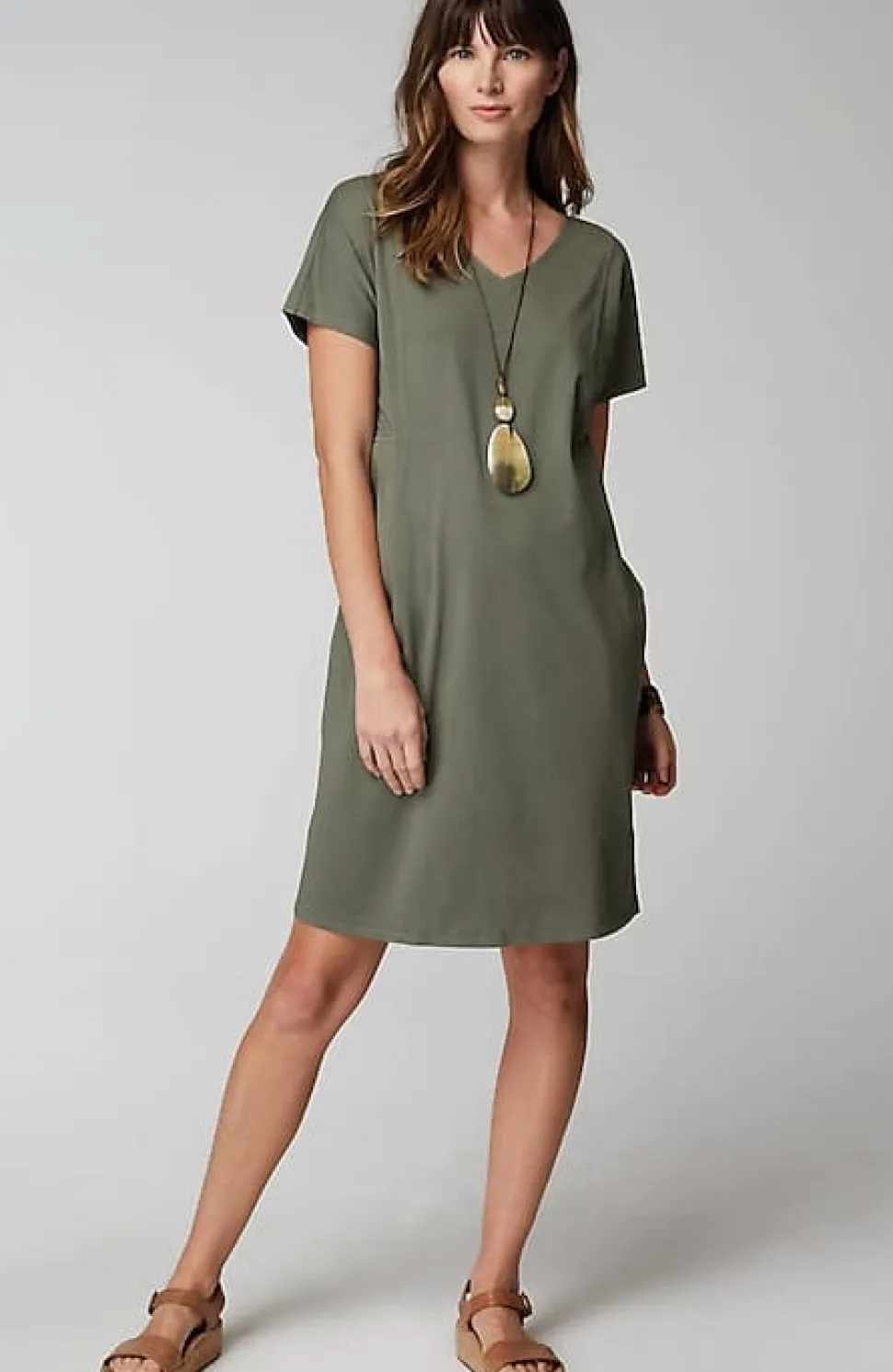 Pure Jill Soft-V-Neck T-Shirt Dress | Jjill