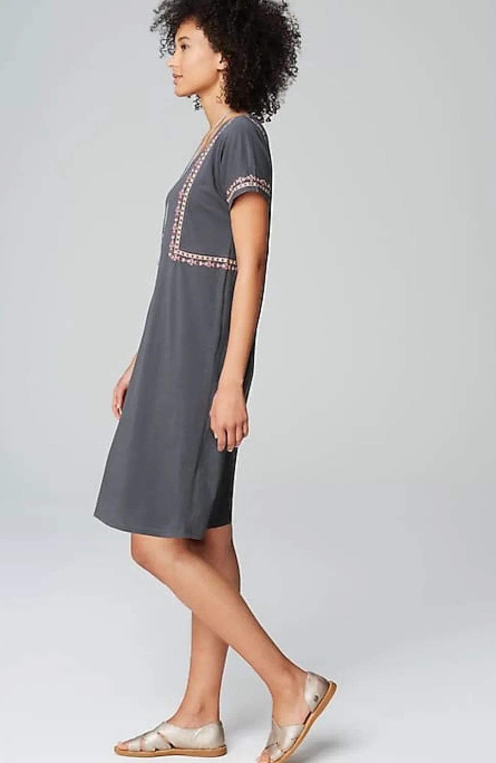 Pure Jill Soft-V-Neck T-Shirt Dress | Jjill