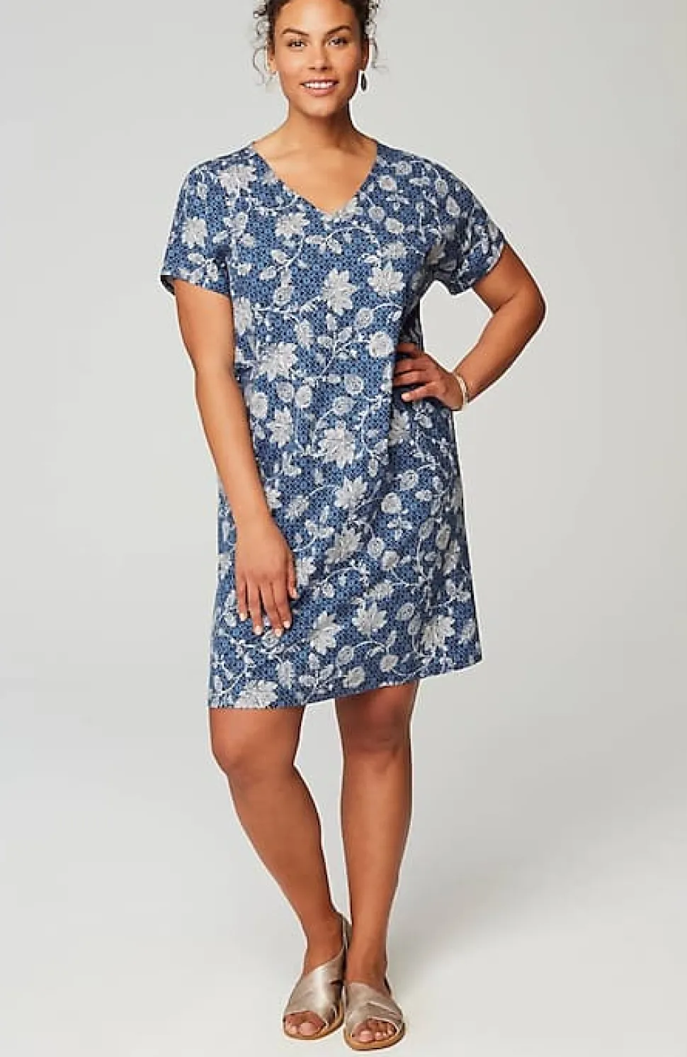 Pure Jill Soft-V-Neck T-Shirt Dress | Jjill