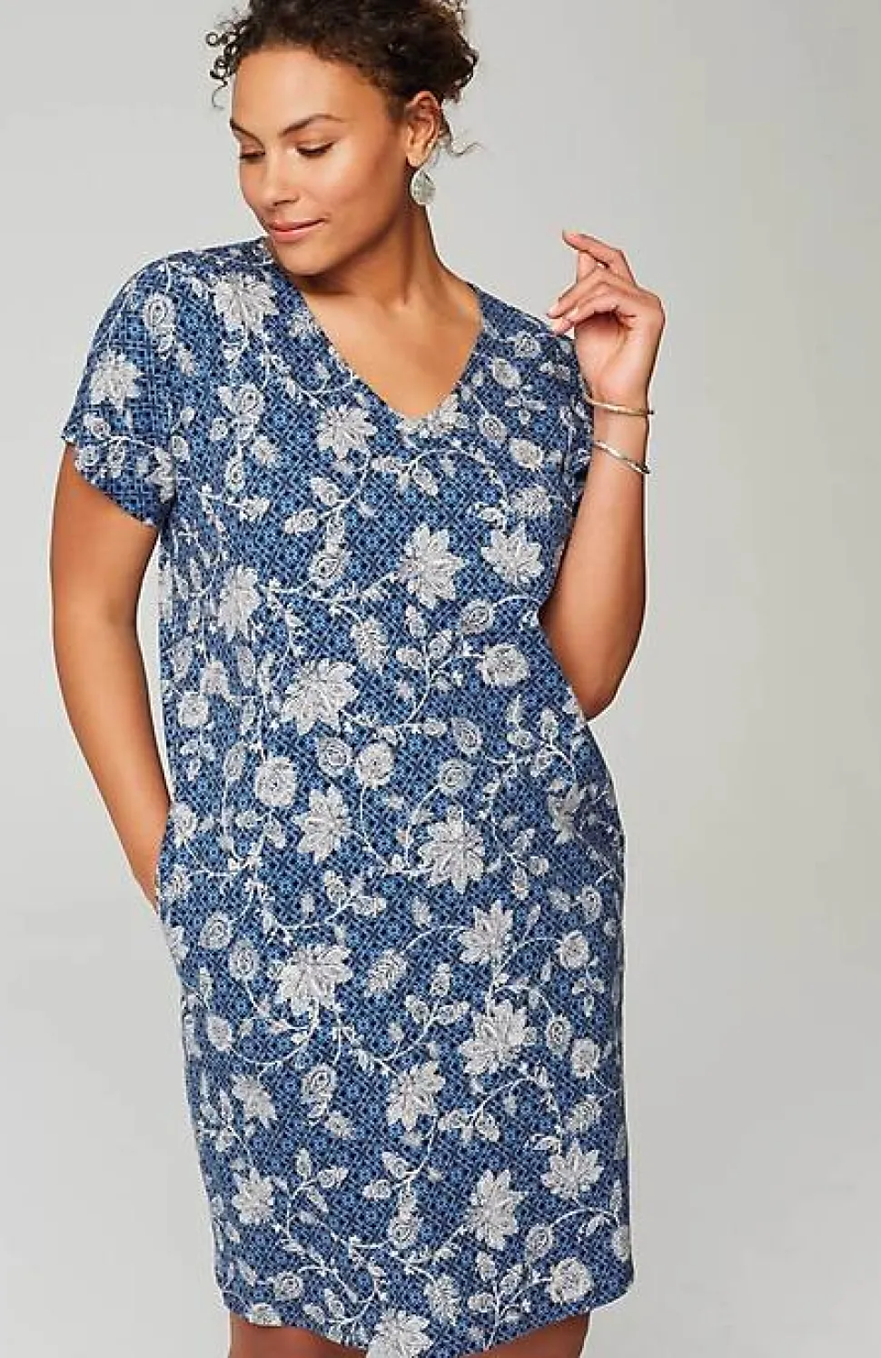 Pure Jill Soft-V-Neck T-Shirt Dress | Jjill