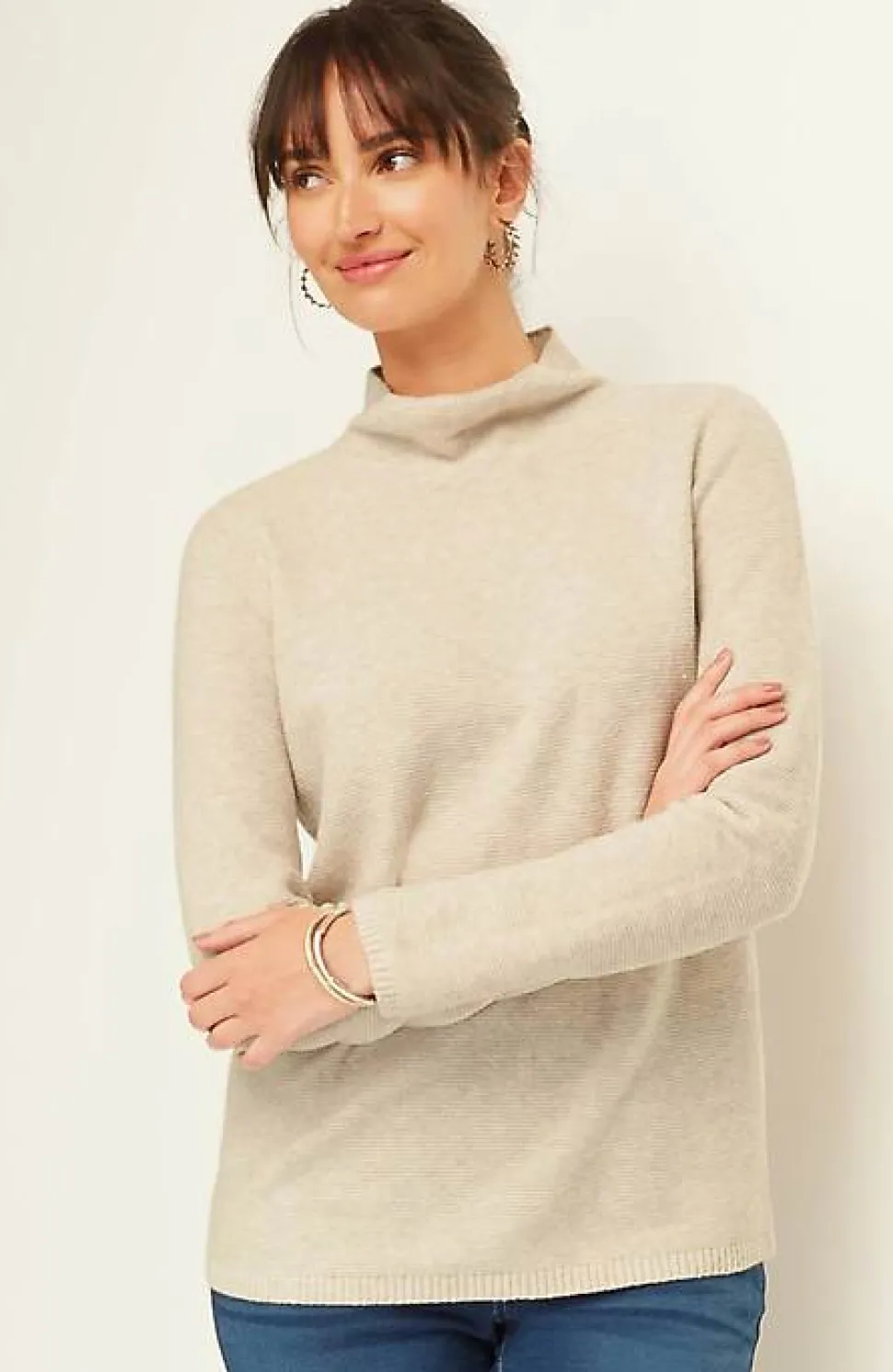 Pure Jill Textured Funnel-Neck Sweater | Jjill