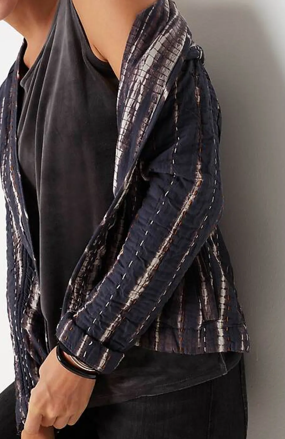 Pure Jill Tie-Dyed Kantha-Stitched Jacket | Jjill