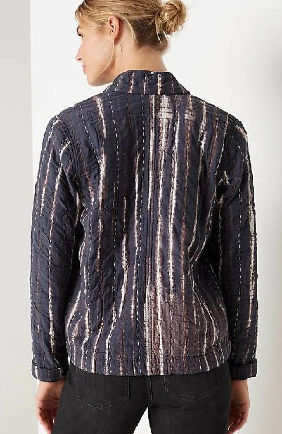 Pure Jill Tie-Dyed Kantha-Stitched Jacket | Jjill