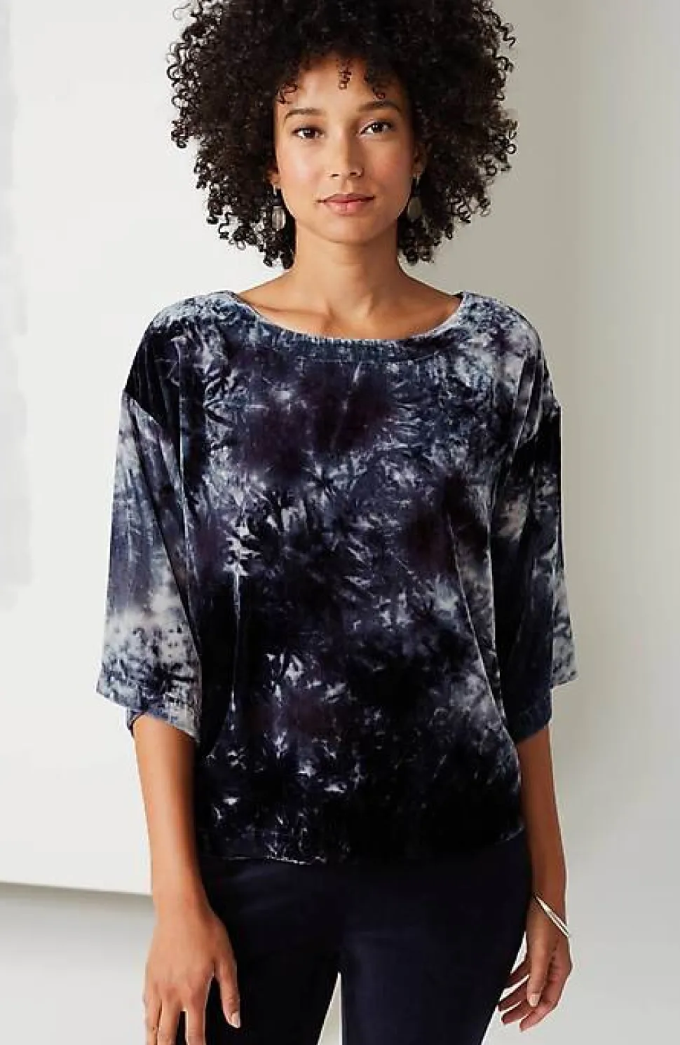 Pure Jill Tie-Dyed Velvet Square-Sleeve Top | Jjill
