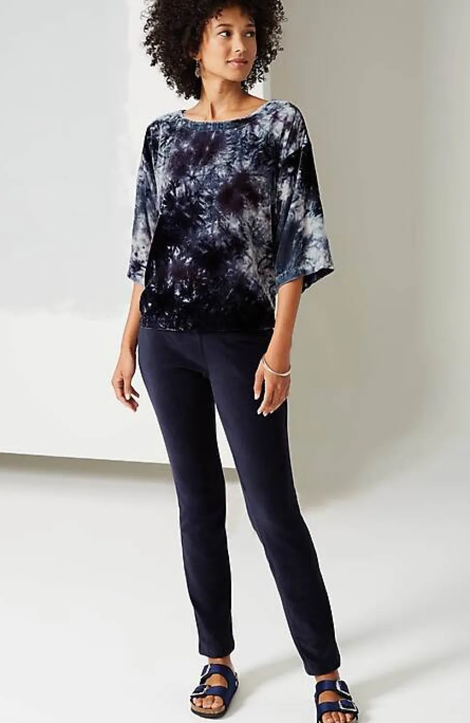 Pure Jill Tie-Dyed Velvet Square-Sleeve Top | Jjill