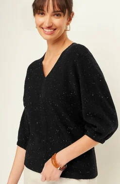 Pure Jill Tweed Double-V Sweater | Jjill