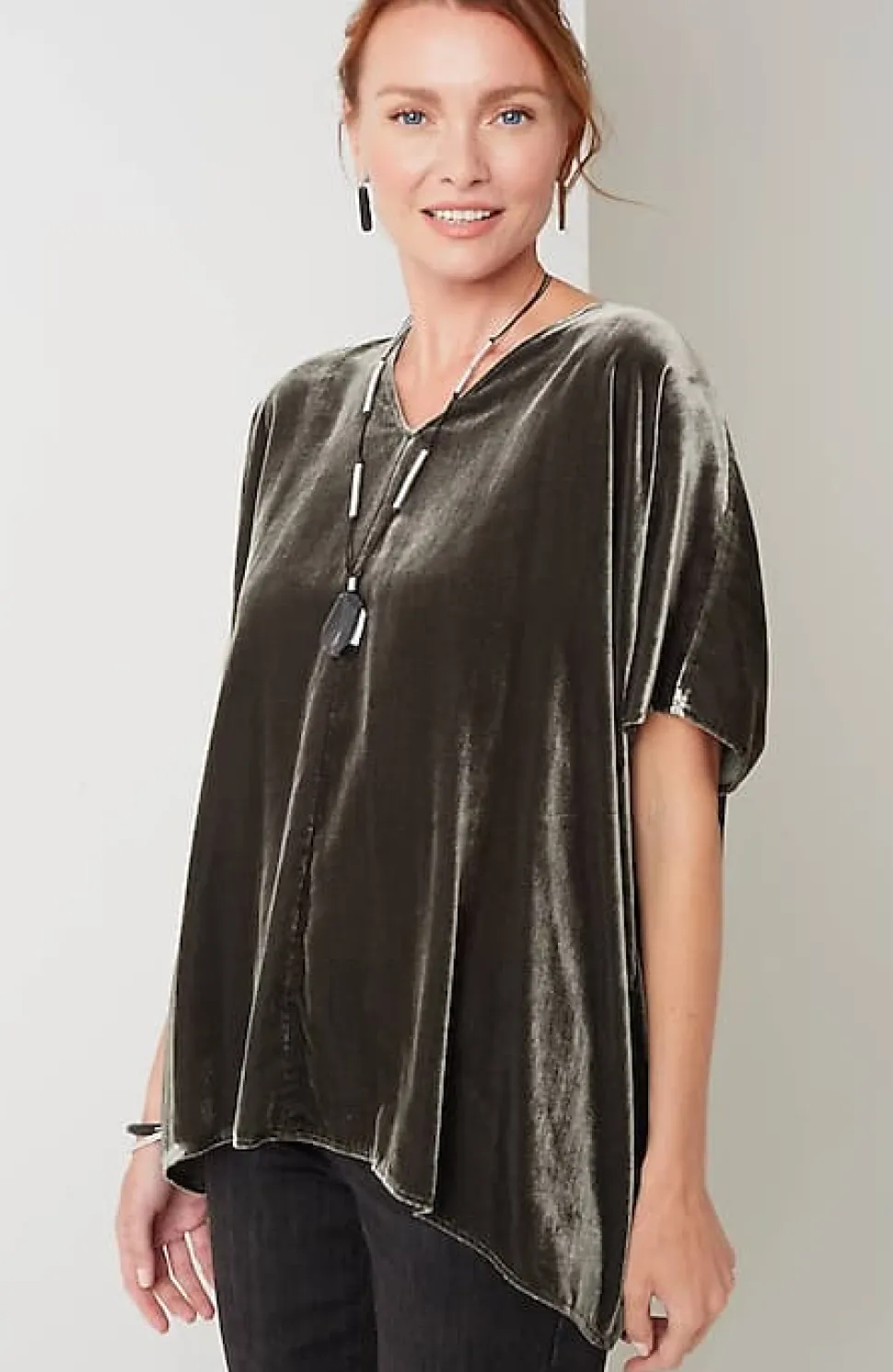 Pure Jill Velvet Seamed Draped Top | Jjill