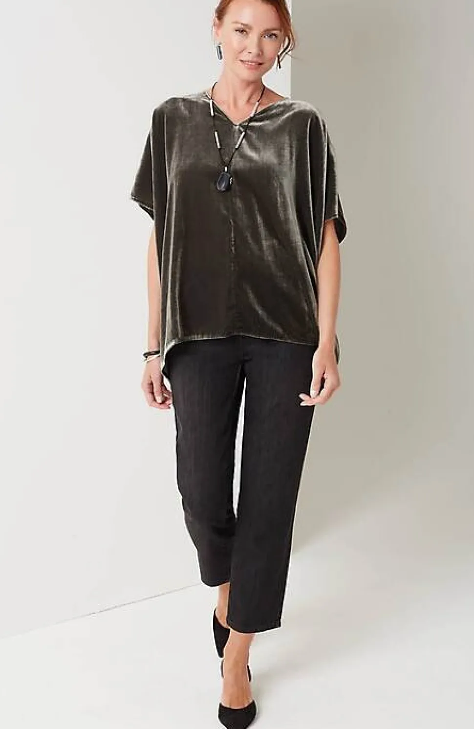 Pure Jill Velvet Seamed Draped Top | Jjill